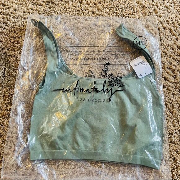 NWT Free People Scoop Neck Crop Brami - Army M/L - Picture 4 of 5